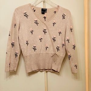 NYBASICS Gray & Pink Floral Cotton Sweater - MP